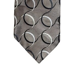 Fratelli Moda Mens Silk Tie Italy Taupe Black White Geometric Abstract Necktie